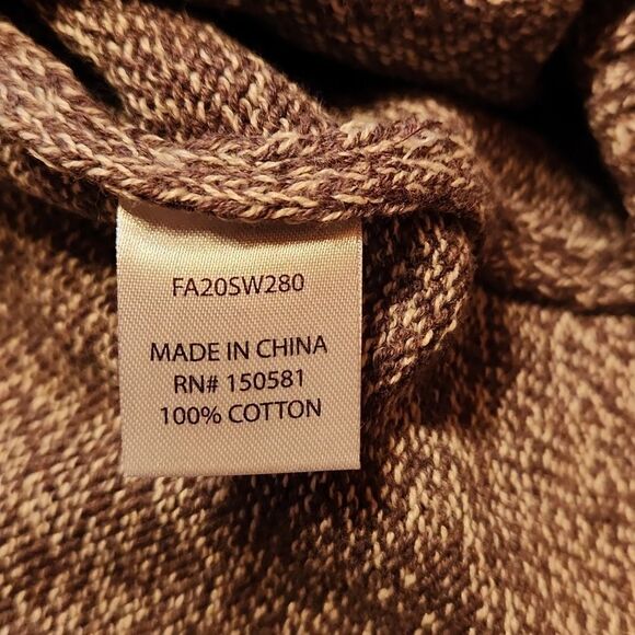 Flag & Anthem 100% Cotton Mock Neck Waffle Knit Sweater, Small, Brown White - Picture 7 of 9